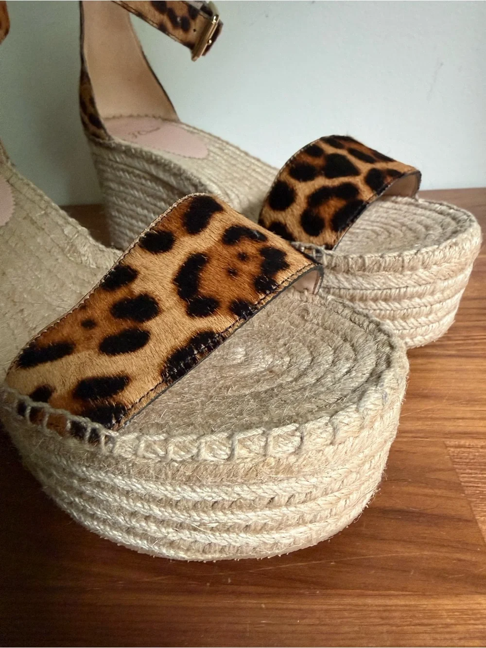 J.Crew Platform espadrille sandals in leopard calf hair, size 10